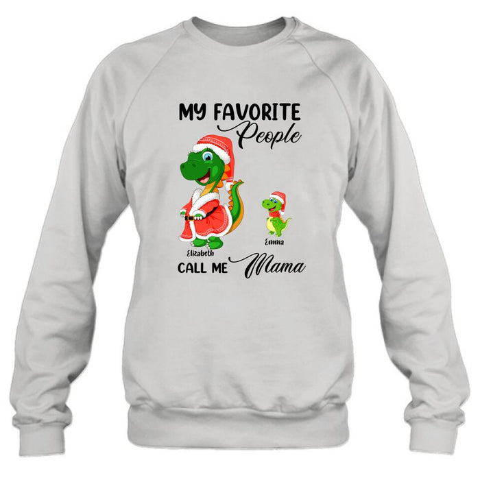 Custom Personalized Christmas Dinosaurs T-shirt - Upto 6 Kids - Best Gift Idea For Christmas - My Favorite People Call Me Mama - MW6OOI