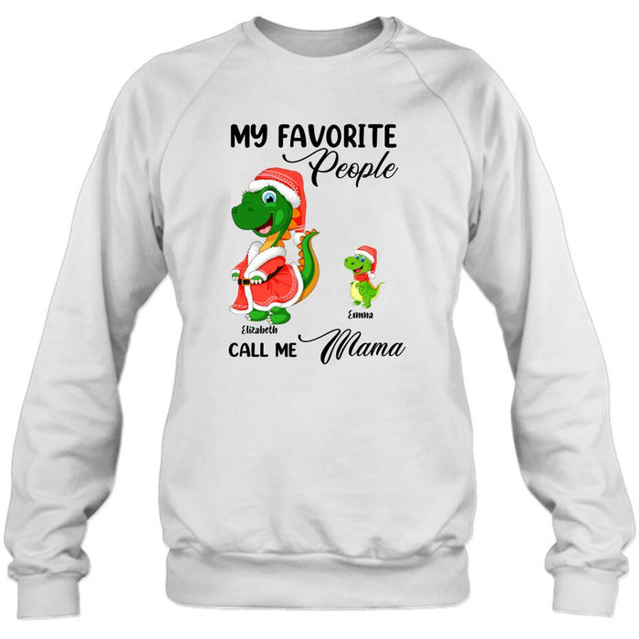 Custom Personalized Christmas Dinosaurs T-shirt - Upto 6 Kids - Best Gift Idea For Christmas - My Favorite People Call Me Mama - MW6OOI