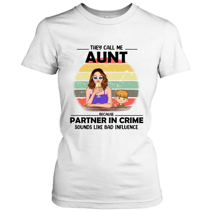 Custom Personalized Aunt T-Shirt/ Pullover Hoodie - Aunt With Upto Two Kids - 7ICUJZ