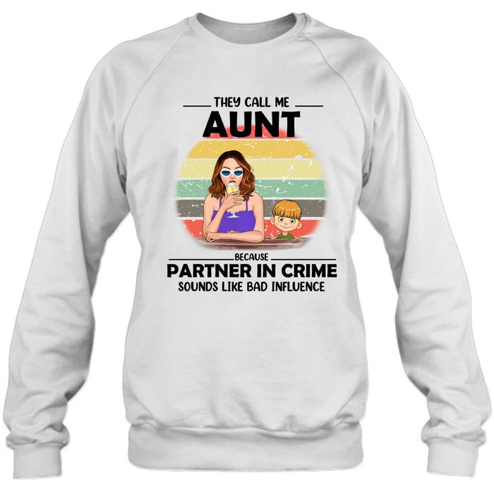 Custom Personalized Aunt T-Shirt/ Pullover Hoodie - Aunt With Upto Two Kids - 7ICUJZ