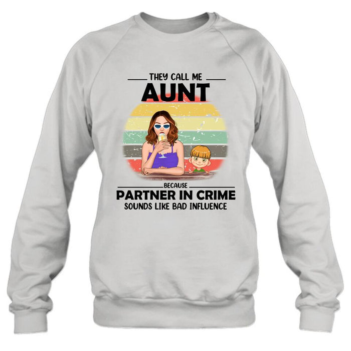 Custom Personalized Aunt T-Shirt/ Pullover Hoodie - Aunt With Upto Two Kids - 7ICUJZ