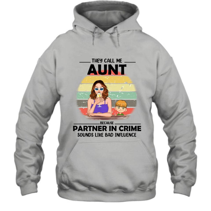 Custom Personalized Aunt T-Shirt/ Pullover Hoodie - Aunt With Upto Two Kids - 7ICUJZ