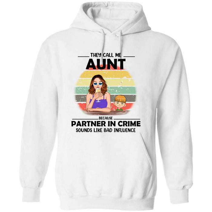 Custom Personalized Aunt T-Shirt/ Pullover Hoodie - Aunt With Upto Two Kids - 7ICUJZ