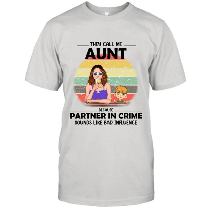 Custom Personalized Aunt T-Shirt/ Pullover Hoodie - Aunt With Upto Two Kids - 7ICUJZ