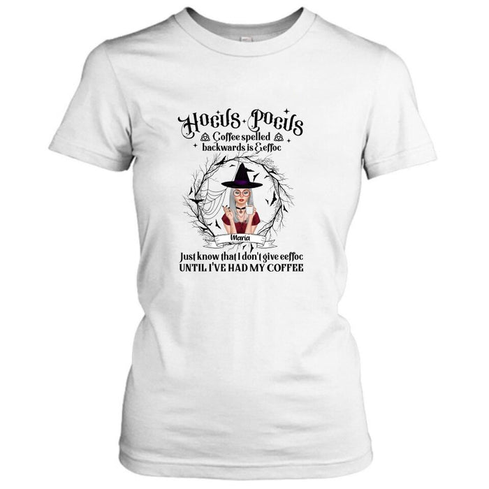 Custom Personalized Witch T-Shirt/Hoodie - Gift for Friends, Halloween - Coffee Spelled Backwards - RYXW2G