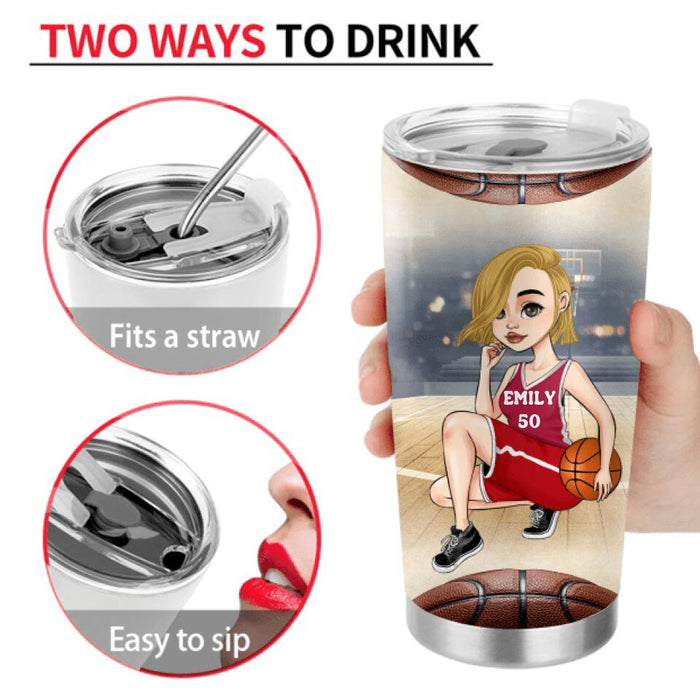 Custom Personalized Basketball Girl Tumbler - Gift Idea for Basketball Lover - Just A Girl Who Loves Basketball