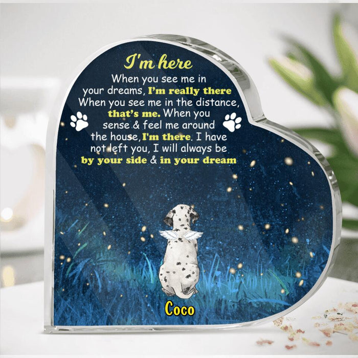 Custom Personalized Memorial Dog Heart-Shaped Acrylic Plaque - Gift Idea For Dog Lover - I'm Here