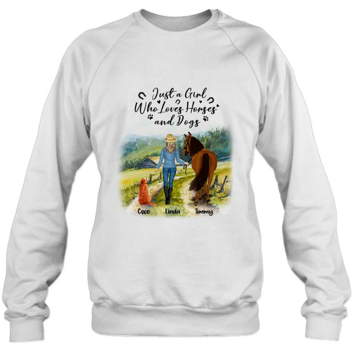 Custom Personalized Horse And Dog Shirt - Upto 2 Horses And 4 Dogs - Best Gift For Horse/ Dog Lover