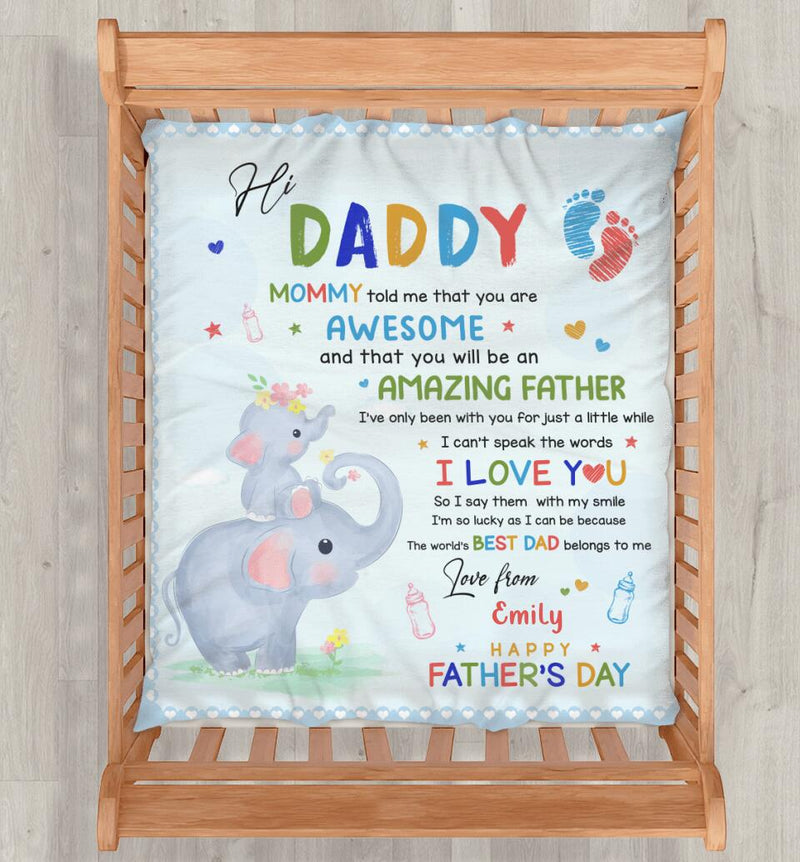 Personalized To My Dad Kid Fleece Throw Blanket - Gift Idea For Father's Day - Mommy Told Me That You Are Awesome