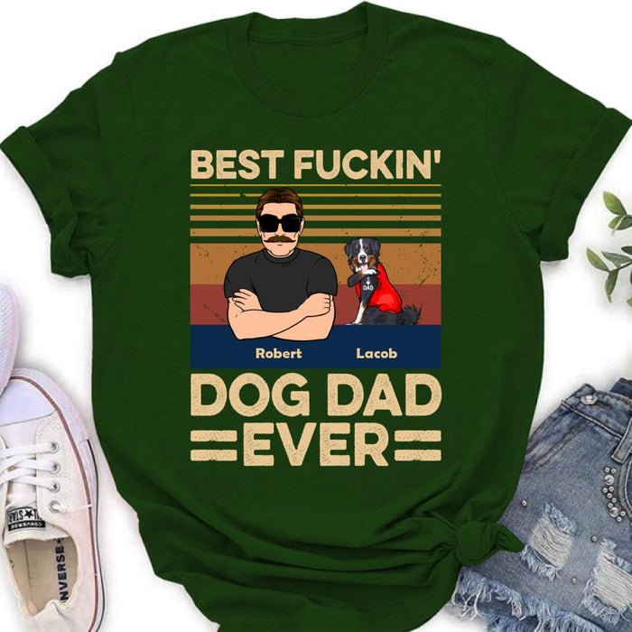 Custom Personalized Best Dog Dad Ever Shirt/ Pullover Hoodie - Upto 4 Dogs - Father's Day Gift Idea