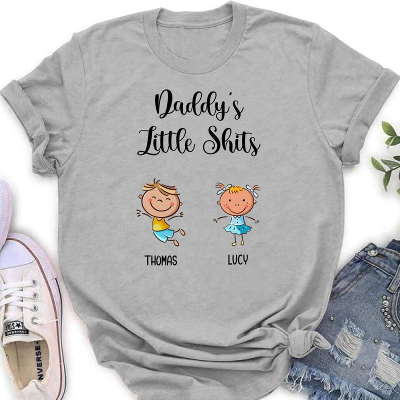 Personalized Daddy's Little Kids Shirt/Pullover Hoodie - Up to 15 Kids - Gift Idea For Father's Day/Mother's Day - Daddy's Little Shits
