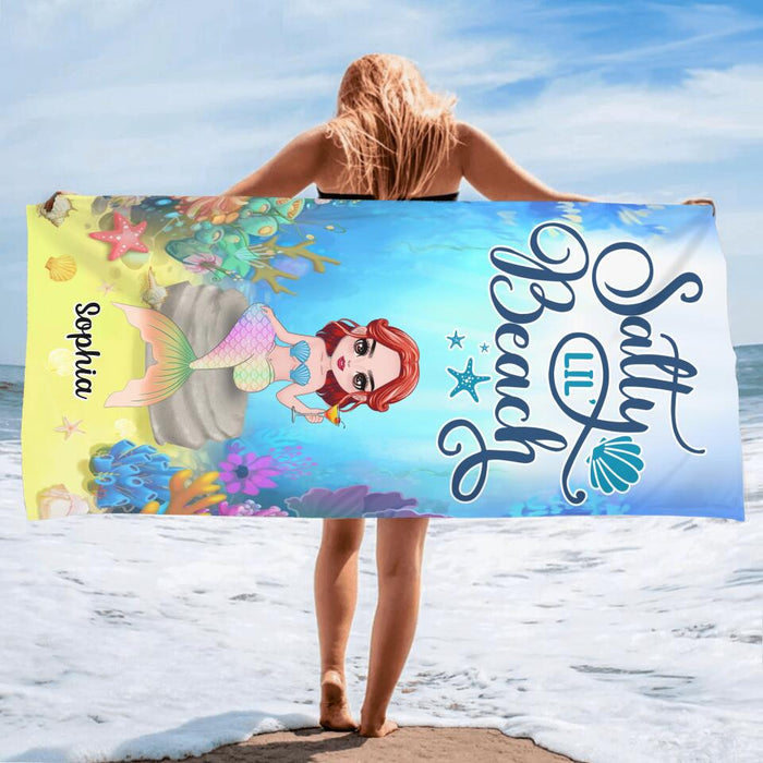 Custom Personalized Mermaid Beach Towel - Gift Idea For Mermaid Lovers - Salty Lil Beach