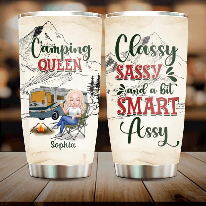 Custom Personalized Camping Queen Tumbler - Gift Idea For Camping Lovers - Camping Queen Classy Sassy And A Bit Smart Assy