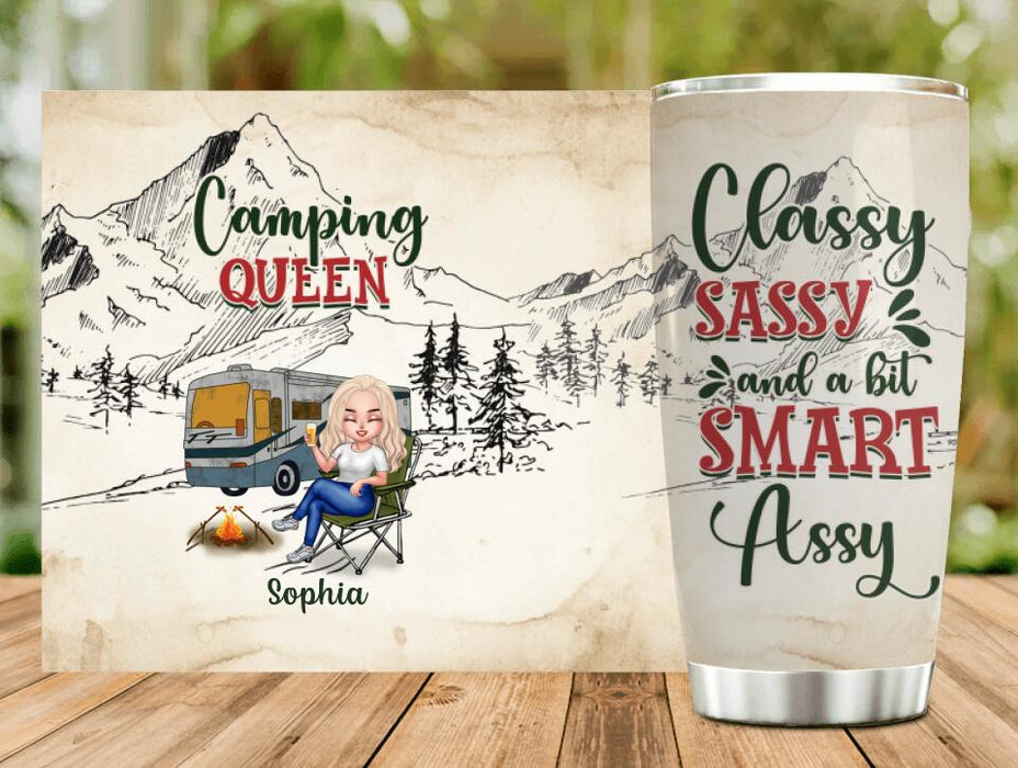 Custom Personalized Camping Queen Tumbler - Gift Idea For Camping Lovers - Camping Queen Classy Sassy And A Bit Smart Assy