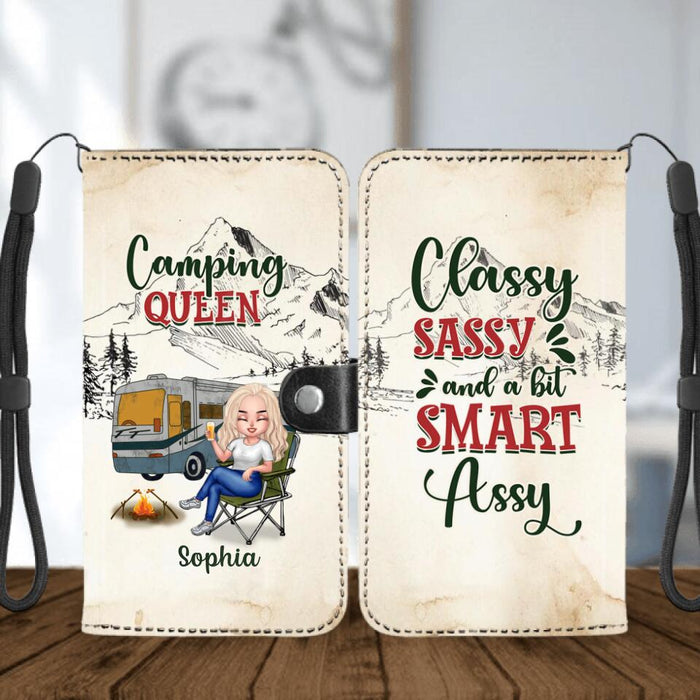 Custom Personalized Camping Queen Phone Wallet - Gift Idea For Camping Lovers - Camping Queen Classy Sassy And A Bit Smart Assy