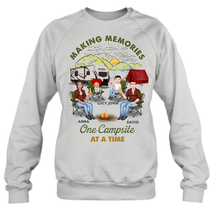 Custom Personalized Camping Shirt/ Hoodie - Gift Idea For Couple/ Family/ Camping Lovers - Making Memories One Campsite At A Time