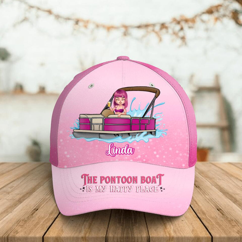 Personalized Pontoon Queen Classic Cap - Gift Idea For Pontoon Lover/Friend - The Pontoon Boat Is My Happy Place