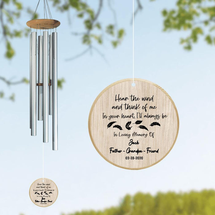 Custom Personalized Pass Away Wind Chime - Memorial Gift Idea - Hear The Wind And Think Of Me