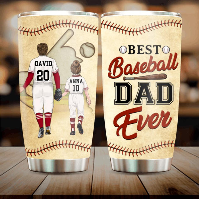 Custom Personalized Baseball Dad Tumbler - Upto 4 Children - Gift Idea for Father's Day/Baseball Lover - Best Baseball Dad Ever