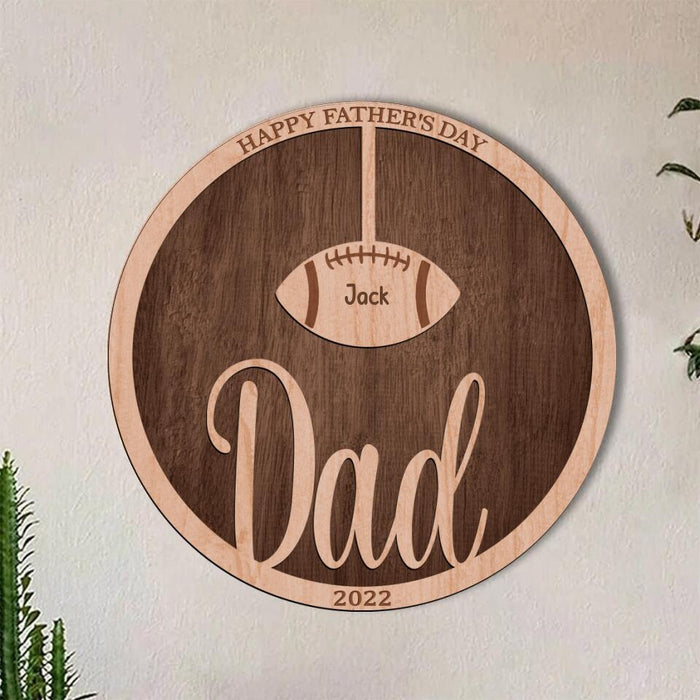 Custom Personalized Football Double Layer Round Sign - Gift Idea For Father's Day 2023