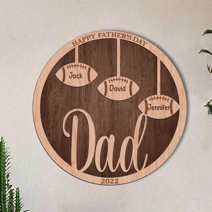 Custom Personalized Football Double Layer Round Sign - Gift Idea For Father's Day 2023