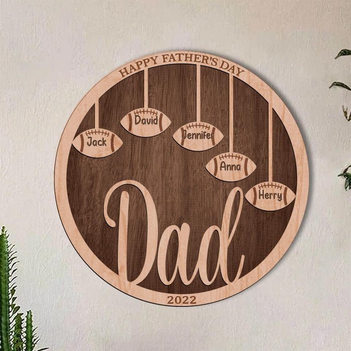 Custom Personalized Football Double Layer Round Sign - Gift Idea For Father's Day 2023