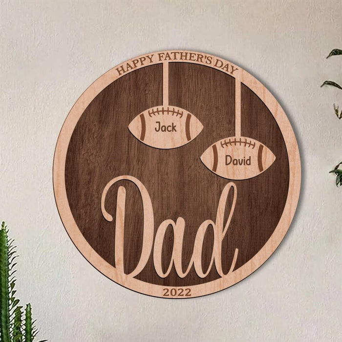 Custom Personalized Football Double Layer Round Sign - Gift Idea For Father's Day 2023