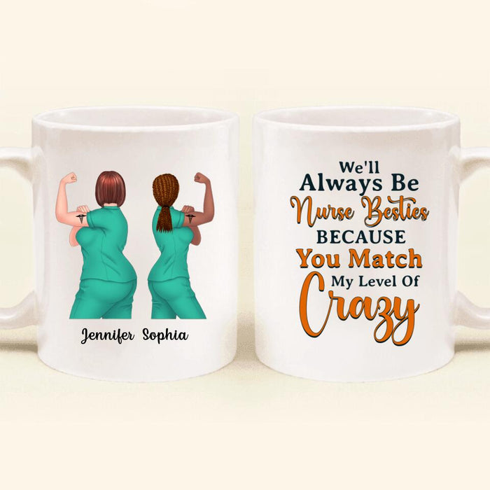 Custom Personalized Nurse Besties Coffee Mug - Up to 4 Nurses - Gift Idea For Coworkers, Friends, Nurses - We'll Always Be Nurse Besties