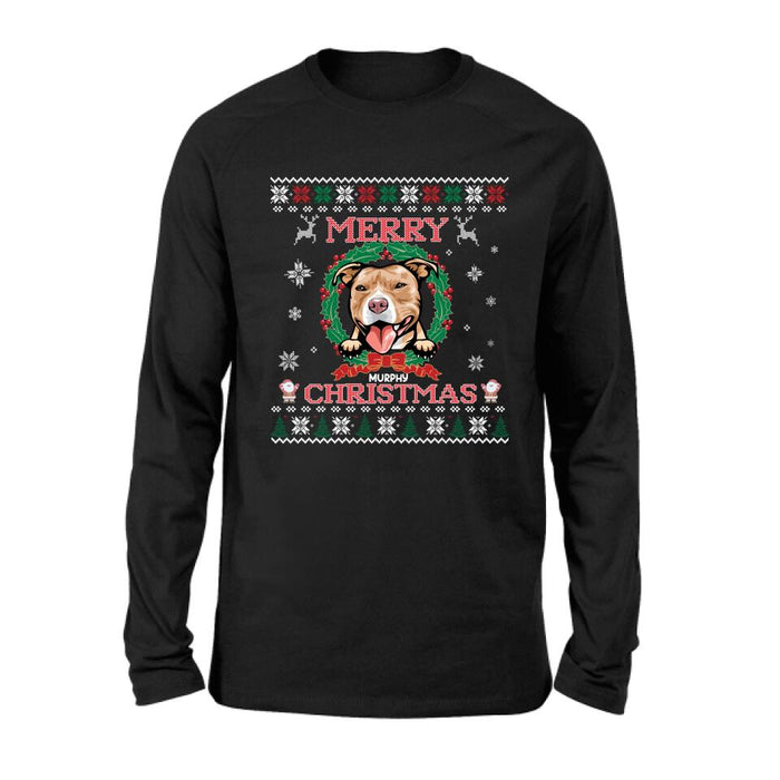 Custom Personalized Dog Sweatshirt - Upto 5 Dogs - Best Gift For Dog Lover - Merry Christmas