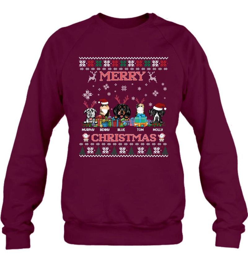 Personalized Pet Sweatshirt - Up to 5 Pets - Best Gift For Pet Lover - Merry Christmas