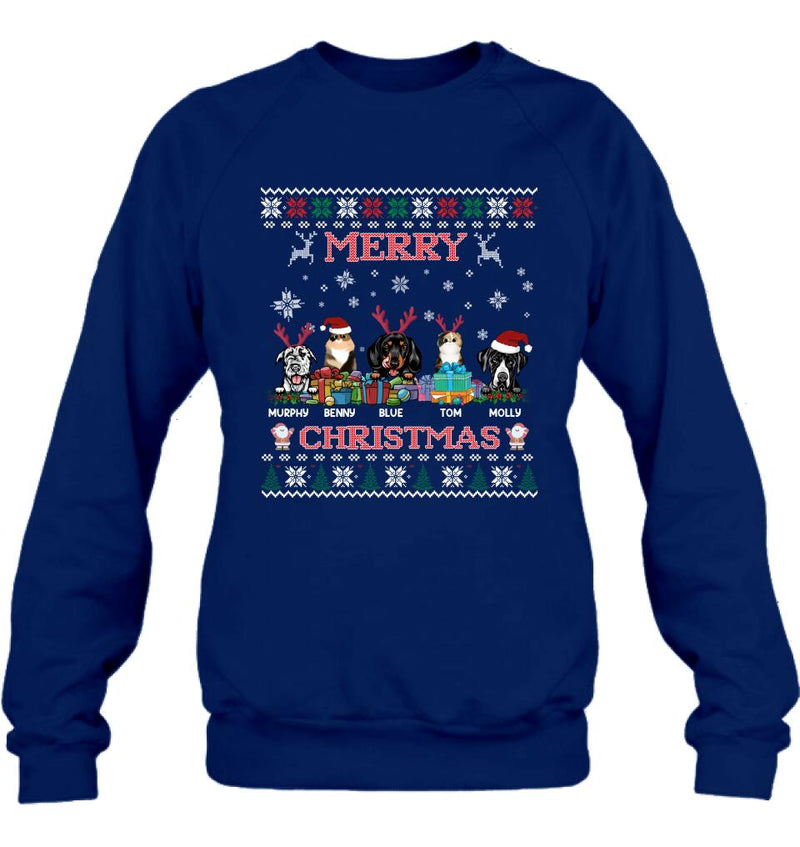Personalized Pet Sweatshirt - Up to 5 Pets - Best Gift For Pet Lover - Merry Christmas