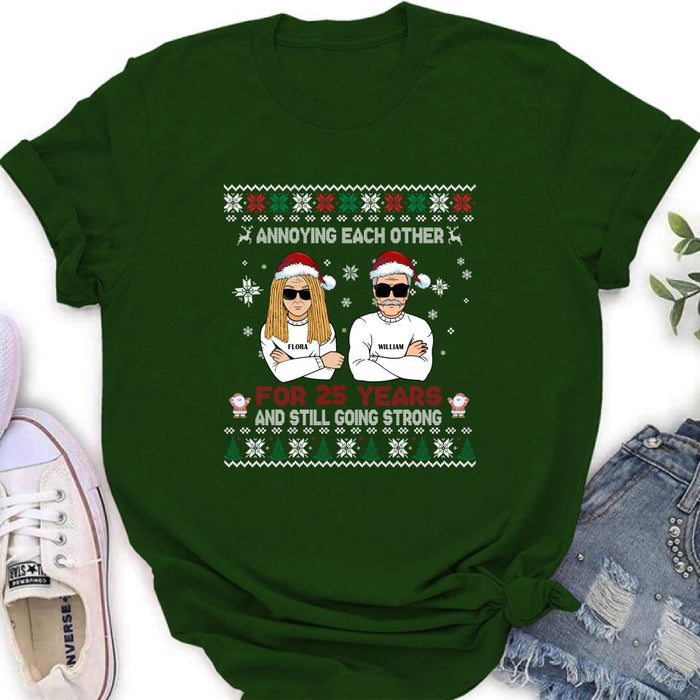 Custom Personalized Annoying Married Couple Xmas Sweatshirt - Best Gift For Couple - Annoying Each Other For 25 Years and Still Going Strong