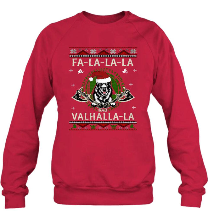 Custom Personalized Viking Xmas Dog Ugly Sweatshirt/ Hoodie - Upto 4 Dogs - Best Gift For Dog Lover