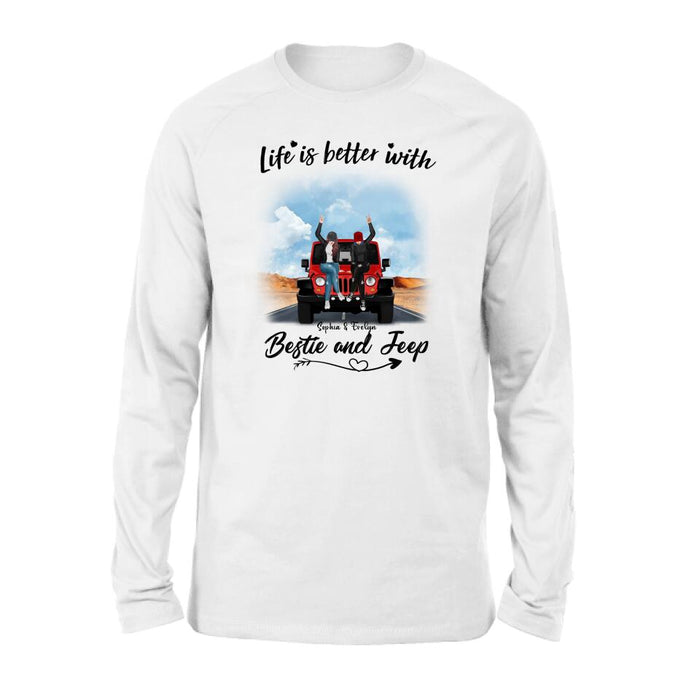 Custom Personalized Besties Off-road T-Shirt/ Pullover Hoodie - Gift For Best Friends - Life Is Better With Bestie