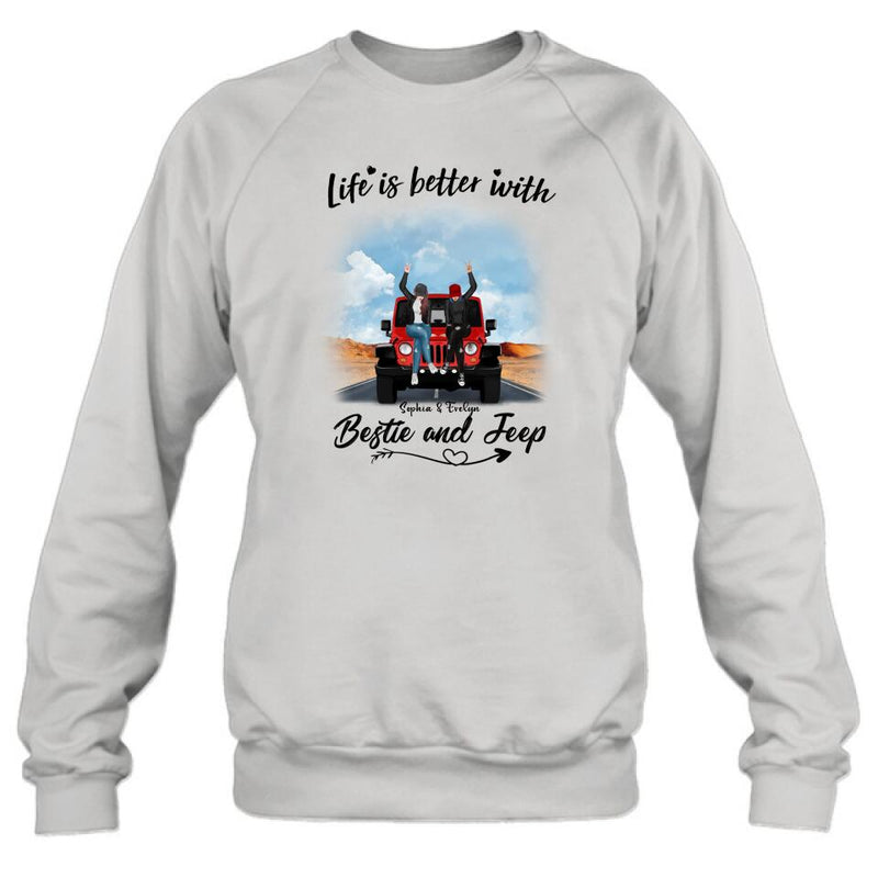 Personalized Besties Off-road T-Shirt/Pullover Hoodie - Gift For Best Friends - Life Is Better With Bestie