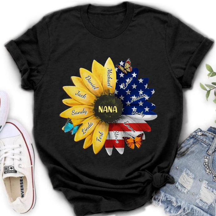 Custom Personalized Sunflower Shirt - Upto 12 People - Independence Day Gift For Family