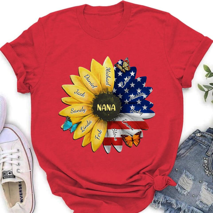 Custom Personalized Sunflower Shirt - Upto 12 People - Independence Day Gift For Family