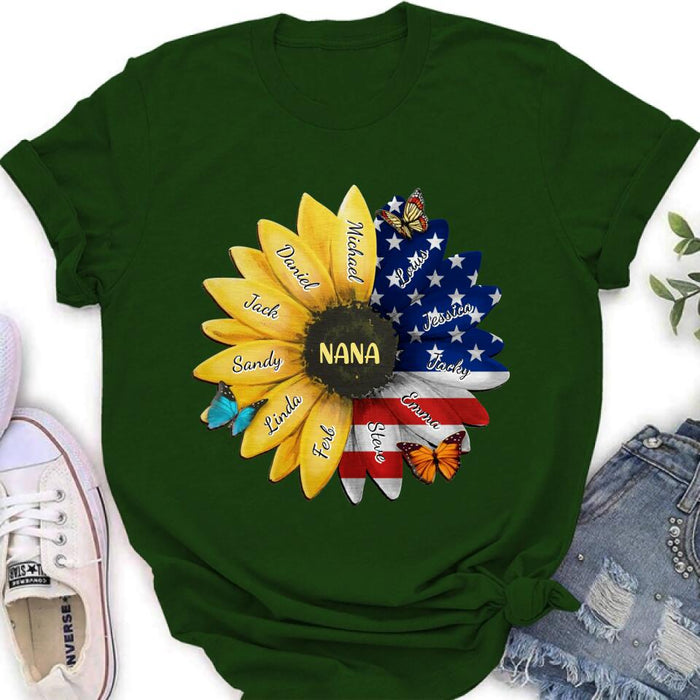 Custom Personalized Sunflower Shirt - Upto 12 People - Independence Day Gift For Family