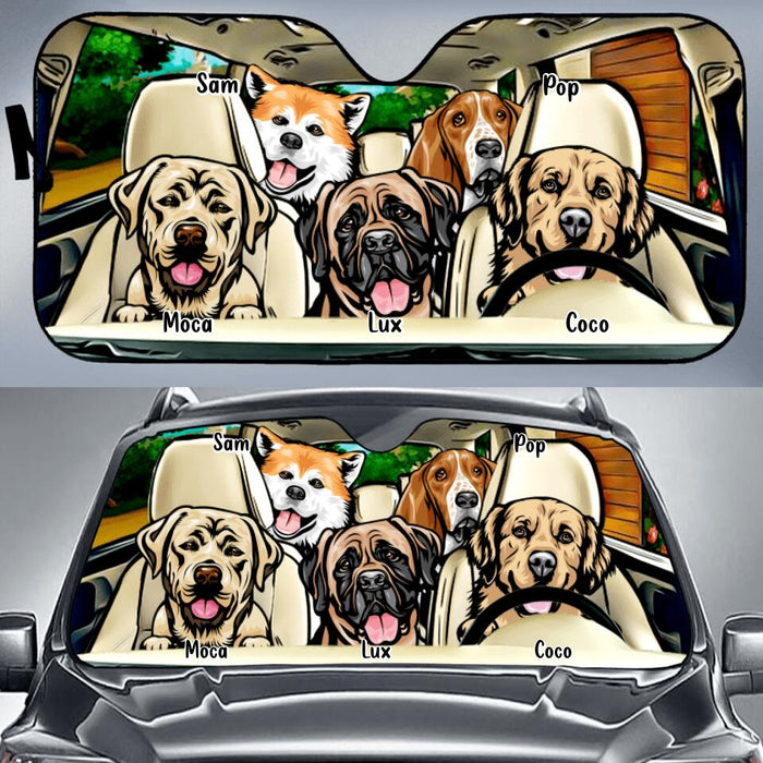 Custom Personalized Pet Windshield Sunshade - Upto 5 Dogs/Cats - Gift Idea For Dog/Cat Lover