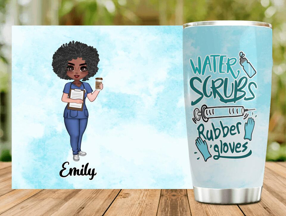 Custom Personalized Nurse Tumbler - Gift Idea For Doctor, Nurse - Water Scrubs & Rubber Gloves