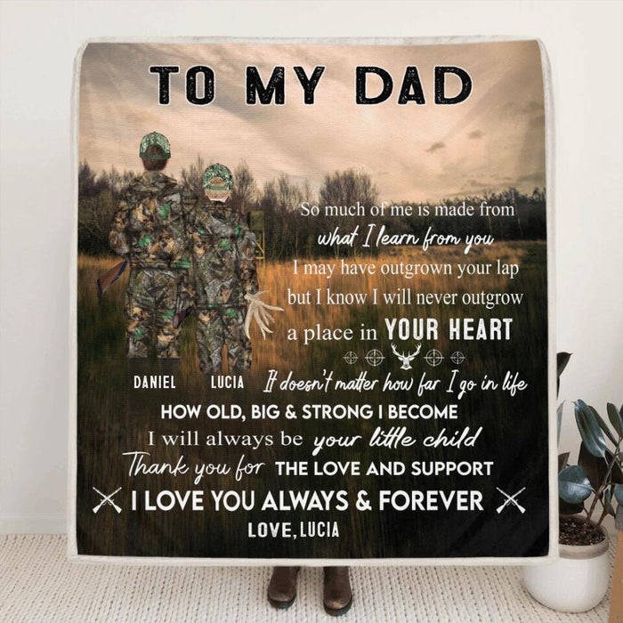 Custom Personalized Hunting Father and Kid Blanket - Best Gift For Father's Day From Son and Daughter - Thank You For The Love And Support - Q46PNT