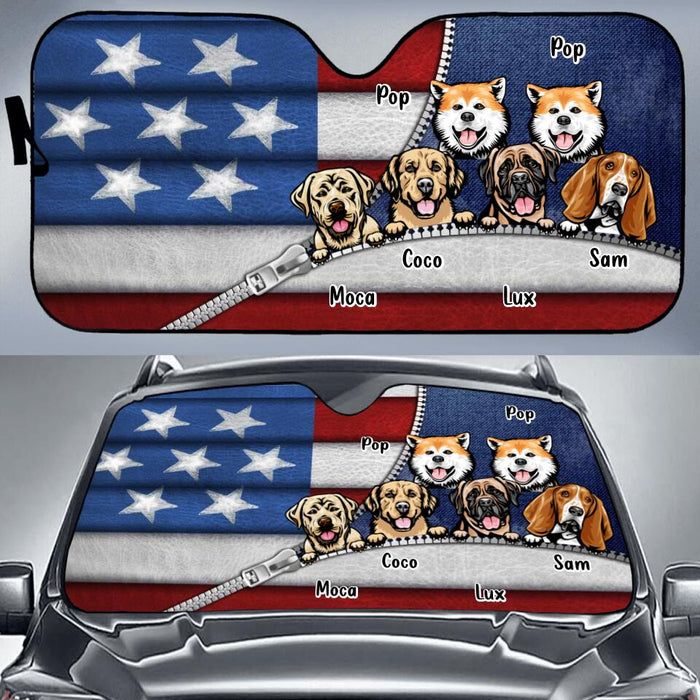 Custom Personalized Pet Sun Shade - Upto 6 Dogs/
Cats - Gifts For Independence Day/Dog/Cat Lovers