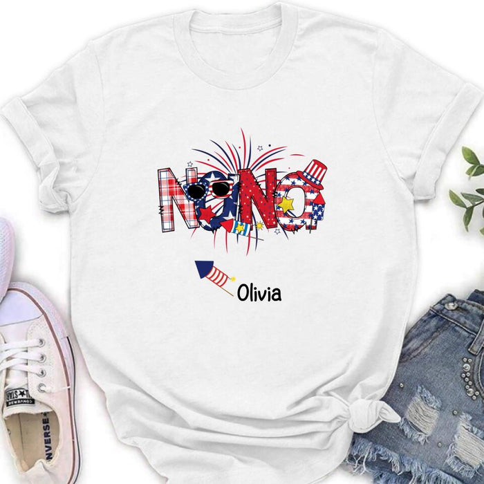 Personalized Grandma Shirt/Hoodie - 4th of July Mimi Shirt With Child Names - Up To 10 Children - Gift Idea For Grandma