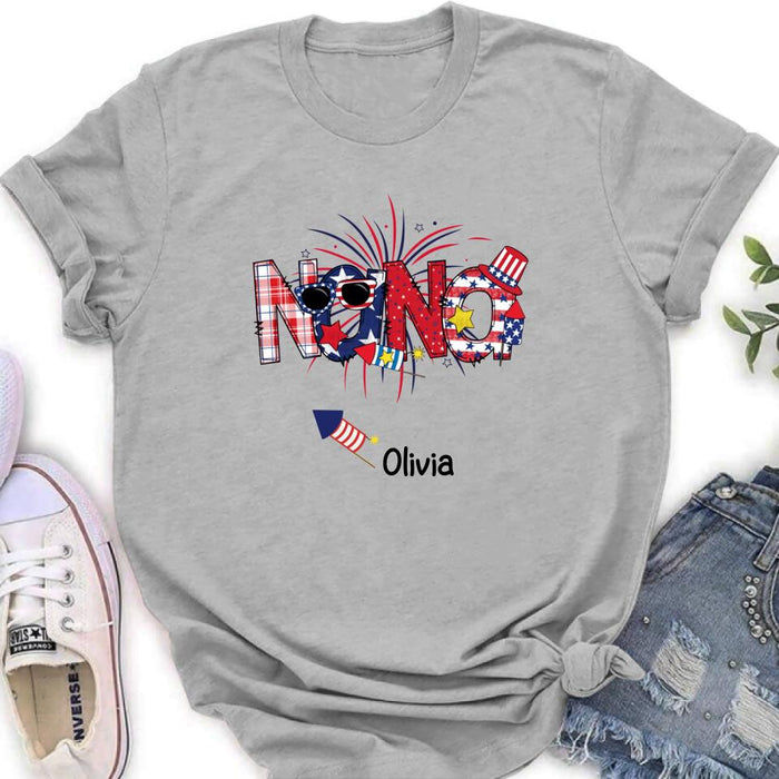 Personalized Grandma Shirt/Hoodie - 4th of July Mimi Shirt With Child Names - Up To 10 Children - Gift Idea For Grandma