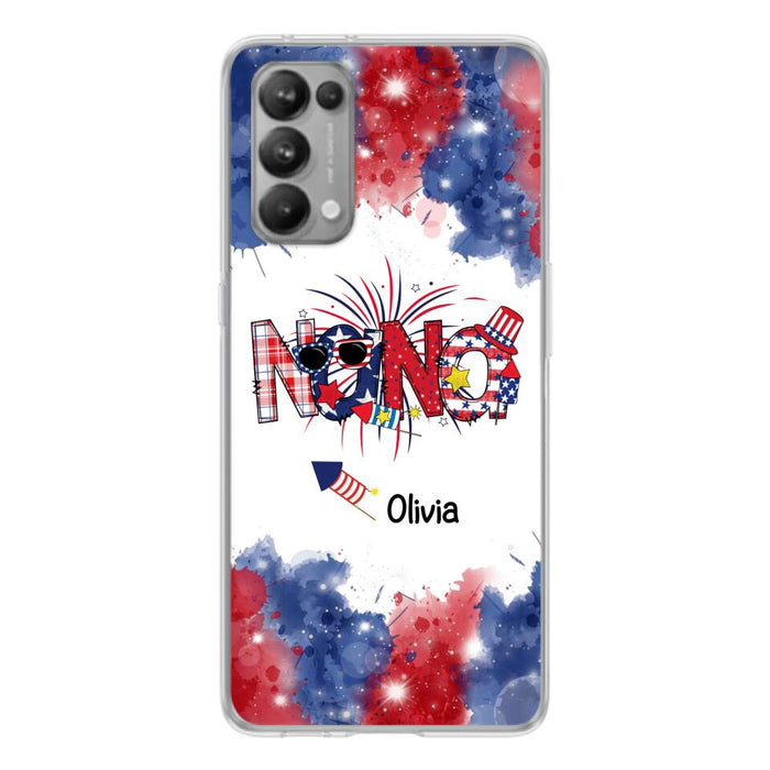 Custom Personalized Grandma Phone Case - 4th of July Mimi Phone Case With Child Names - Up To 10 Children - Gift Idea For Grandma - Cases For Oppo, Xiaomi And Huawei