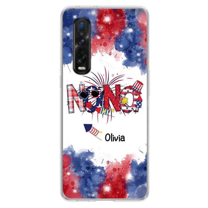 Custom Personalized Grandma Phone Case - 4th of July Mimi Phone Case With Child Names - Up To 10 Children - Gift Idea For Grandma - Cases For Oppo, Xiaomi And Huawei