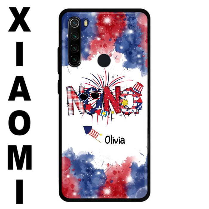 Custom Personalized Grandma Phone Case - 4th of July Mimi Phone Case With Child Names - Up To 10 Children - Gift Idea For Grandma - Cases For Oppo, Xiaomi And Huawei