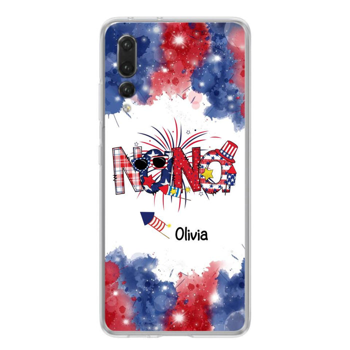 Custom Personalized Grandma Phone Case - 4th of July Mimi Phone Case With Child Names - Up To 10 Children - Gift Idea For Grandma - Cases For Oppo, Xiaomi And Huawei