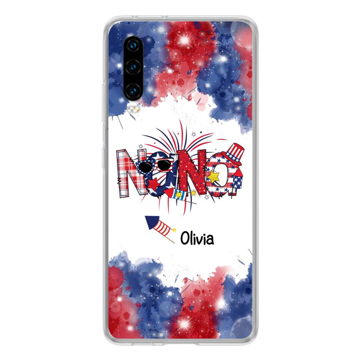 Custom Personalized Grandma Phone Case - 4th of July Mimi Phone Case With Child Names - Up To 10 Children - Gift Idea For Grandma - Cases For Oppo, Xiaomi And Huawei