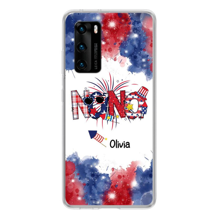 Custom Personalized Grandma Phone Case - 4th of July Mimi Phone Case With Child Names - Up To 10 Children - Gift Idea For Grandma - Cases For Oppo, Xiaomi And Huawei